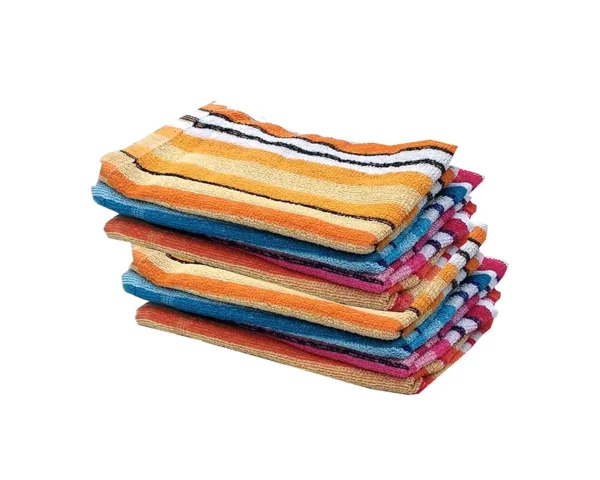 Cotton Thin Check Print Hand and Face Towel (Multicolour) - Set of 6