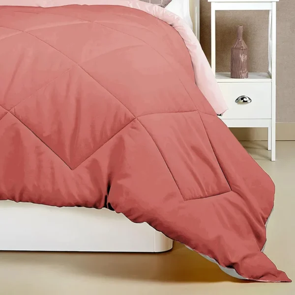 220 GSM Solid Plain Reversible Microfiber AC Comforter – All-Season Single Bed Quilted Blanket/Duvet for Mild Winter & Summer (220×152 cm, Candy Pink)