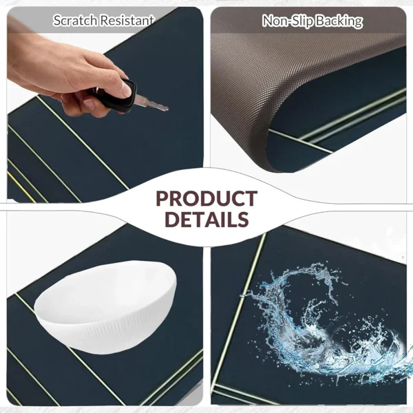 Anti-Slip 2 Pcs Waterproof Kitchen Rugs | Cushioned Memory Foam Standing Mats for Kitchen & Bathroom (120x40 cm & 40x60 cm, Blue)