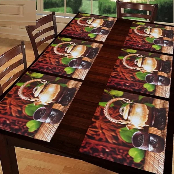 6-Piece PVC Dining Table Placemats | Washable, Waterproof & Heat-Resistant Reversible Table Mats | Plastic Placemats for Kitchen & Dining | Multi | 11x17 Inches