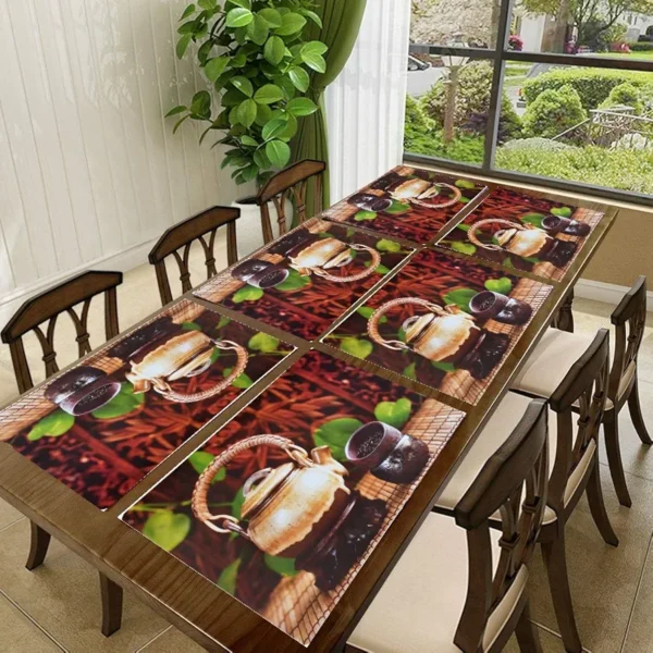 6-Piece PVC Dining Table Placemats | Washable, Waterproof & Heat-Resistant Reversible Table Mats | Plastic Placemats for Kitchen & Dining | Multi | 11x17 Inches