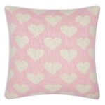 Cotton Cushion Cover 16x16 Inches ? Blush Heart Duo | Plain Knit, Romantic Contemporary Style