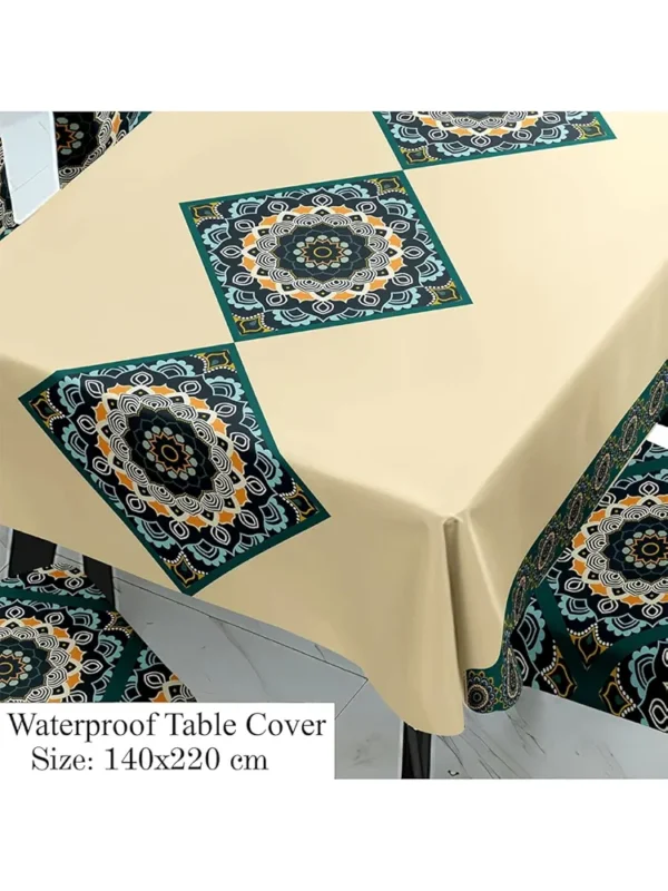 Dining Chair Covers with Waterproof PVC Table Cloth Set – Multicolor, 1 Table Cover + 6 Chair Covers