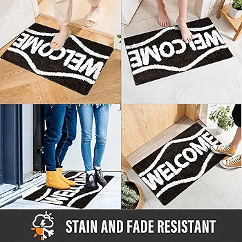 Pack of 6 Rectangle Super Soft Door Mats for Home & Living Room | 16x24 Inches ? Black & Coffee