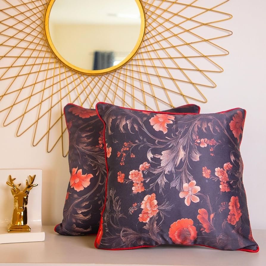Satin Cushion Cover 16x16 Inches ? Rustic Blossoms | Modern Luxury Home D?cor