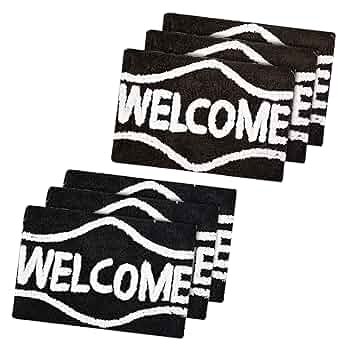 Pack of 6 Rectangle Super Soft Door Mats for Home & Living Room | 16x24 Inches ? Black & Coffee