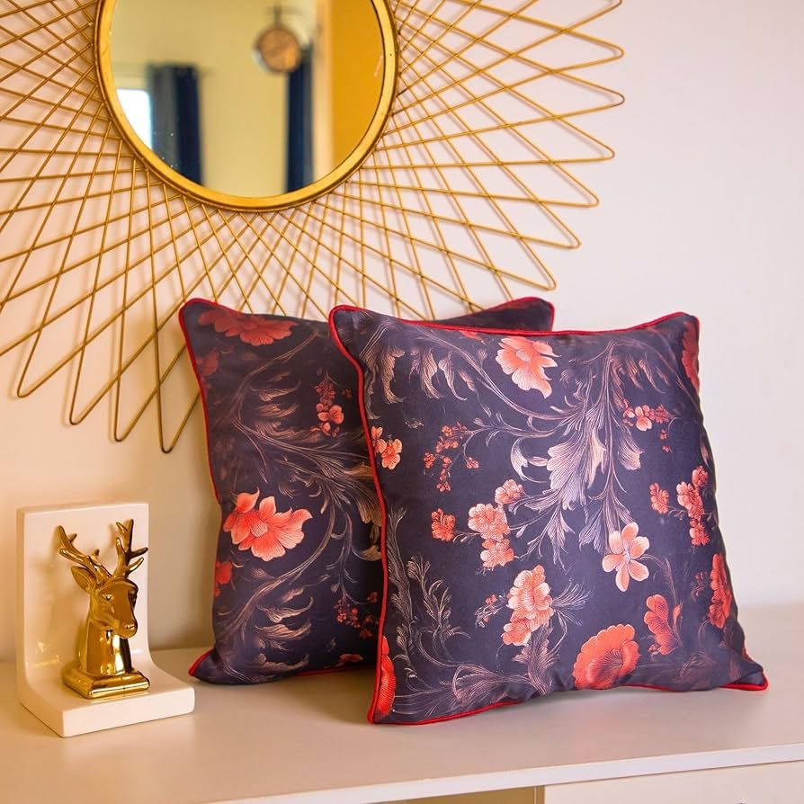 Satin Cushion Cover 16x16 Inches ? Rustic Blossoms | Modern Luxury Home D?cor