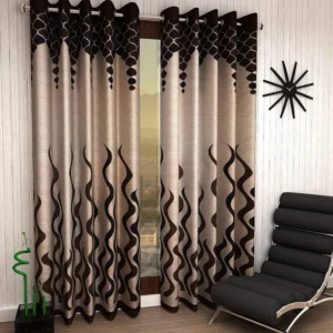 Wave Panel Polyster Curtains - Brown