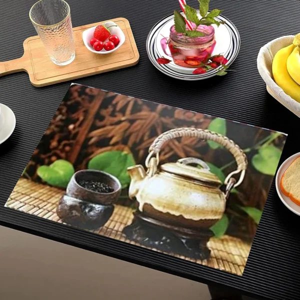6-Piece PVC Dining Table Placemats | Washable, Waterproof & Heat-Resistant Reversible Table Mats | Plastic Placemats for Kitchen & Dining | Multi | 11x17 Inches