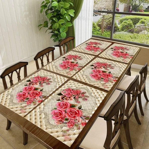 6-Piece PVC Dining Table Placemats | Washable, Waterproof & Heat-Resistant Table Mats | Reversible Plastic Placemats for Kitchen & Dining | Multi | 11x17 Inches