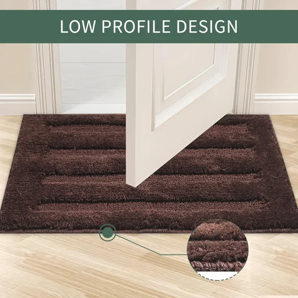 2 Pcs Microfiber Bathroom Mats 60x40 cm | Anti-Slip, Water Absorbent Door Mats | Soft & Quick-Drying | Chocolate Brown