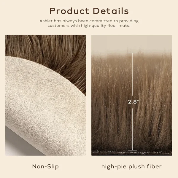 Dark Coffee Fluffy Shaggy Rug – Ultra Soft 2x3 Ft Faux Sheepskin Carpet for Bedroom, Living Room & Nursery