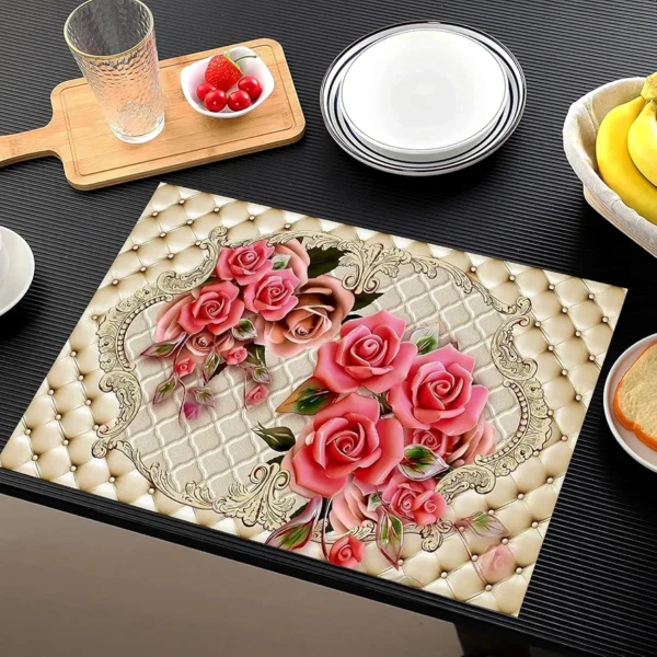 6-Piece PVC Dining Table Placemats | Washable, Waterproof & Heat-Resistant Table Mats | Reversible Plastic Placemats for Kitchen & Dining | Multi | 11x17 Inches