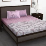 300 TC Cotton Bedsheet for King Size Bed – Mauve Abstract Design | 1 Bedsheet with 2 Pillow Covers (270 x 270 cm) | Soft & Breathable | Perfect for Festive Gifting