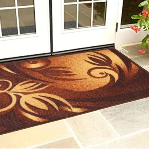 Modern Cotton Door Mat ? Large 71?47?cm, Solid Print, Water Absorbent & Easy to Wash, Brown Rectangular Floor Mat