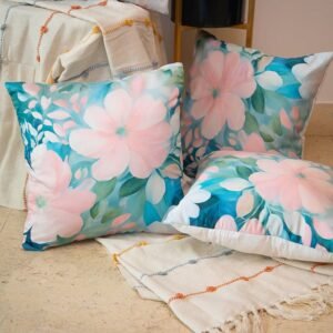 Satin Cushion Cover 16x16 Inches ? Pastel Garden Heaven | Modern Floral Print with Zipper Closure