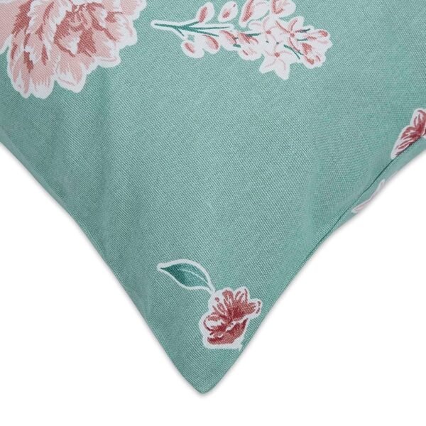 Floral Cotton Cushion Cover 16x16 Inches – Blush in the Sky Blue, Contemporary Style