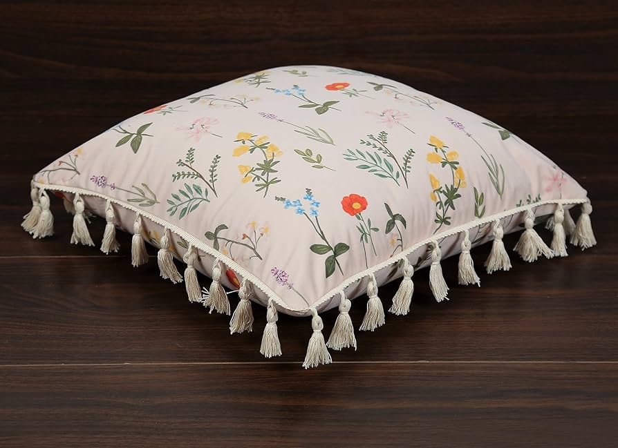 Square Cushion Cover 16x16 Inches ? Blooming Crane?s-Bill | Nature Theme with Elegant Frilled Design