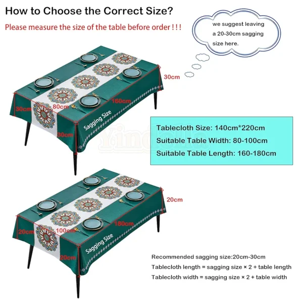 PVC Dining Tablecloth Cover – Waterproof, Oil-Resistant Rectangular Table Cloth with Clear Floral Print for 6–8 Seaters (140×220 cm, Stone Grey)