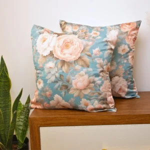 Satin Cushion Cover 16x16 Inches ? Retro Floral Blossoms | Modern Printed Design with Zipper Closure