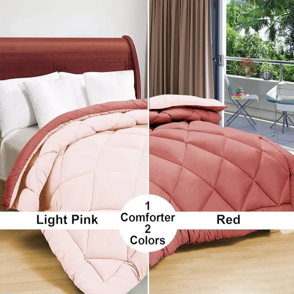 220 GSM Solid Plain Reversible Microfiber AC Comforter – All-Season Single Bed Quilted Blanket/Duvet for Mild Winter & Summer (220×152 cm, Candy Pink)