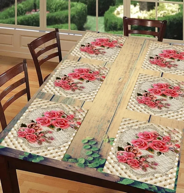 6-Piece PVC Dining Table Placemats | Washable, Waterproof & Heat-Resistant Table Mats | Reversible Plastic Placemats for Kitchen & Dining | Multi | 11x17 Inches