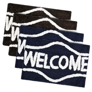 Pack of 4 Rectangle Super Soft Door Mats for Home & Living Room | 16x24 Inches ? Blue & Coffee