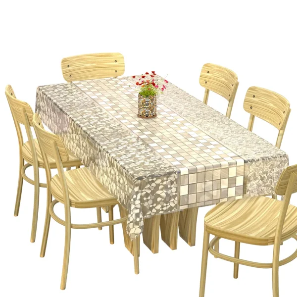 Transparent PVC Dining Table Cover – 6-Seater, Waterproof & Heat Resistant, 228x152 cm