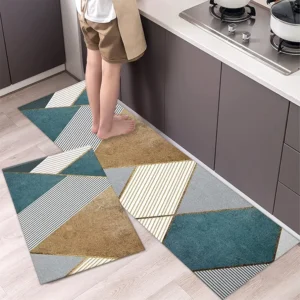Non-Slip Memory Foam Kitchen Mat Set of 2 ? Waterproof, Cushioned Anti-Fatigue Microfiber Rugs for Home, Office & Laundry (40?120 cm + 40?60 cm)