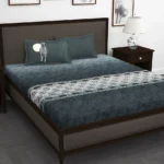 240 TC Cotton King Size Bedsheet with 2 Pillow Covers | 270 x 270 cm | Light Grey Geometric Pattern | Soft & Breathable Fabric