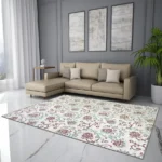 Wonder-Full Polyester Area Rug – 4x6 ft Beige | 981 GSM Machine-Made Carpet | Soft, Anti-Skid & Machine Washable Floor Rug for Living Room, Bedroom & Office