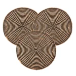 Pack of 3 Handwoven Jute Door Mats ? 2x2 ft Round Spiral Floor Mats for Home Entrance, Living Room, Bedroom & Office D?cor (Black & Brown)
