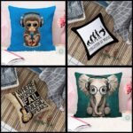 Jute Cushion Cover Set of 5 (16x16 Inches) ? Music Print | Durable & Versatile Home D?cor