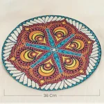4-Piece Round Printed Placemat Set | Heat-Resistant Table Mats for Dining & Coffee Table | Vibrant Mandala Design | 36x36 cm