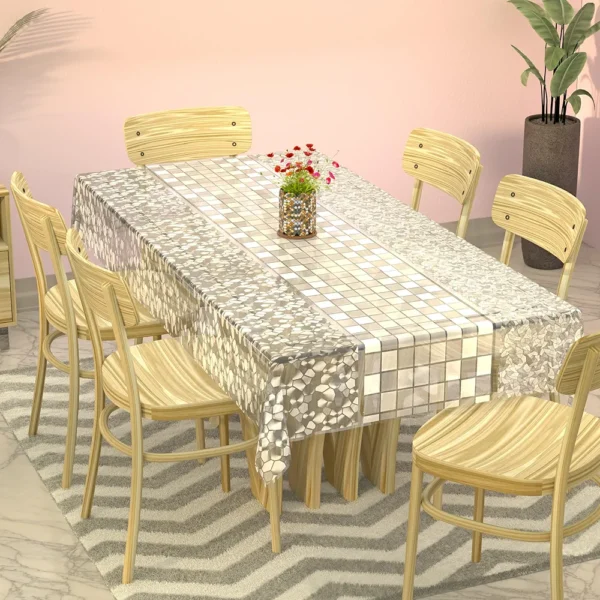 Transparent PVC Dining Table Cover – 6-Seater, Waterproof & Heat Resistant, 228x152 cm