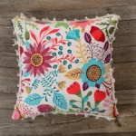 Cotton Blend Cushion Cover 16x16 Inches ? Sun Garden | Bohemian Style with Elegant Frilled Design