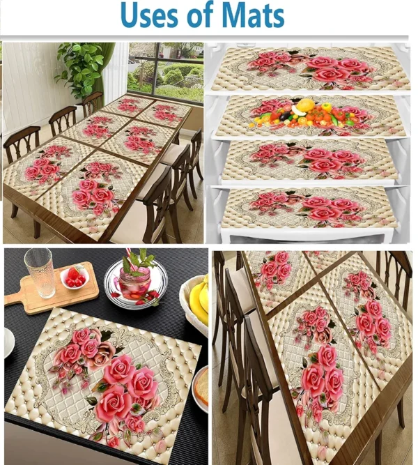 6-Piece PVC Dining Table Placemats | Washable, Waterproof & Heat-Resistant Table Mats | Reversible Plastic Placemats for Kitchen & Dining | Multi | 11x17 Inches