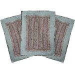 Pack of 3 Water Absorbing Bathroom Mats ? Anti-Slip Cotton Door Mats for Home Entrance, Kitchen & Floor D?cor (Furry Sky Blue, 56?38 cm)