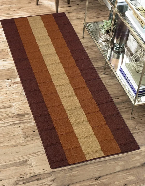 Anti-Slip Front Door Mat 22"x55" | Polypropylene Living Room & Floor Runner | Entrance, Office, Bedroom & Kitchen | Dark Brown