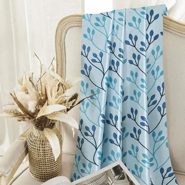 75% Blackout Leaf Print Door Curtains Pack of 2