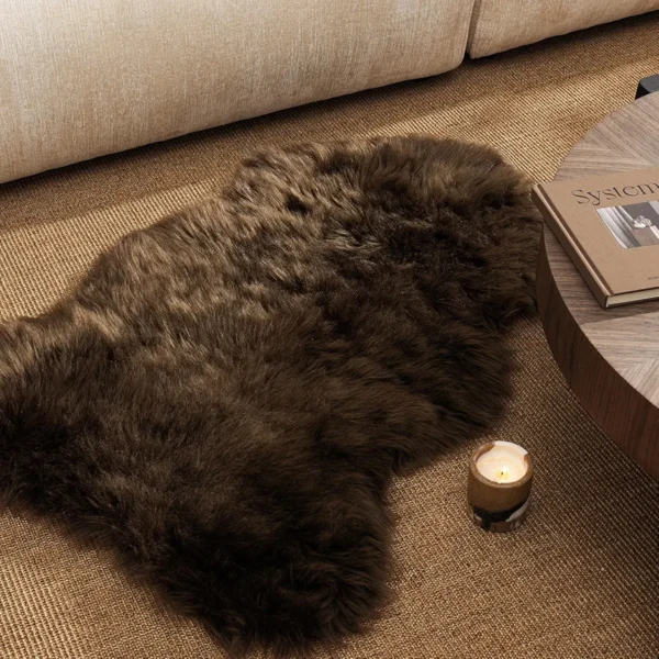 Dark Coffee Fluffy Shaggy Rug – Ultra Soft 2x3 Ft Faux Sheepskin Carpet for Bedroom, Living Room & Nursery
