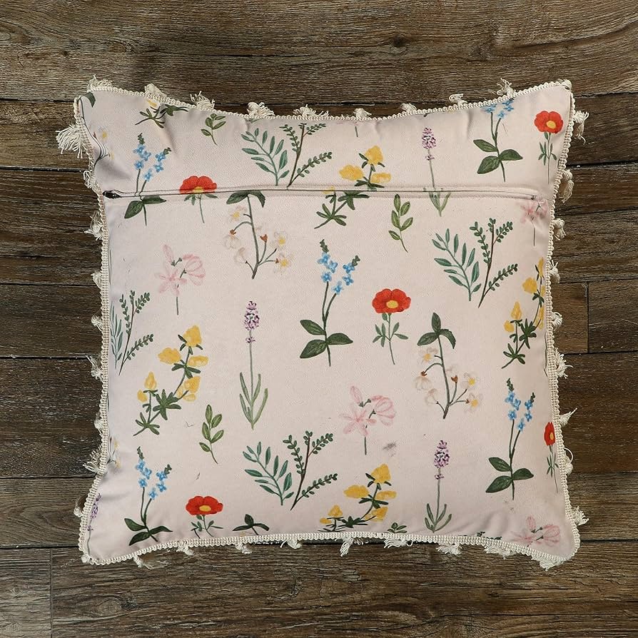 Square Cushion Cover 16x16 Inches ? Blooming Crane?s-Bill | Nature Theme with Elegant Frilled Design