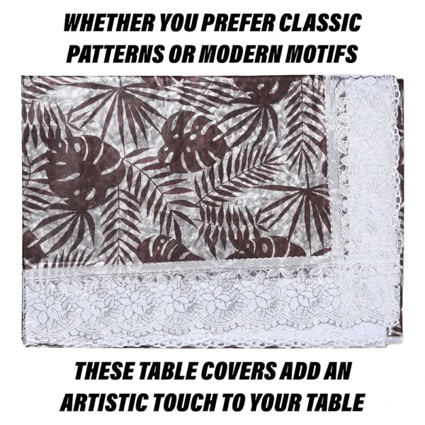 Brown PVC 3D Leaf Center Table Cover – 4-Seater, 40x60 Inch, Eco-Friendly