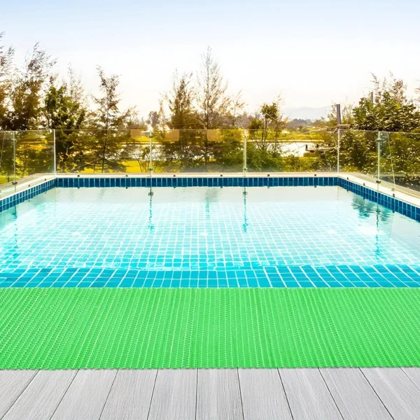 2x12 Ft Rubber Mat | Waterproof Anti-Slip Entrance & Bathroom Mat with Drainage Holes | Doormat for Home, Office, Kitchen & Pool | Green