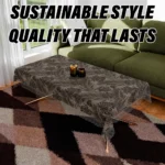Brown PVC 3D Leaf Center Table Cover – 4-Seater, 40x60 Inch, Eco-Friendly