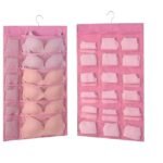 30-Pocket Double-Sided Hanging Closet Organizer | Underwear, Bra & Socks Storage | Wall-Mount Wardrobe Organizer | Rose (Pink)