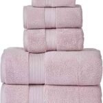 703 GSM 6 pcs Towels Set - All Cotton Zero Twist Premium Hotel & Spa Quality Highly Absorbent (2 Bath Towels, 2 Hand Towel and 2 Wash Cloth) - Mauve
