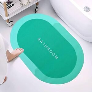 Premium Silicon Rectangular Floor Mat – Super Absorbent, Quick Dry, Non-Slip Cushion Mat for Bathroom, Kitchen & Home (60x40 cm) - Turquoise