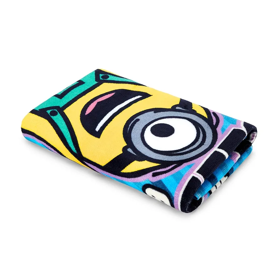 Kids Bath Towel – 100% Cotton, Ultra Soft & Absorbent, Quick-Dry, 67x130 cm (Marvel Minions – Blue)