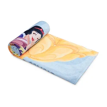 Kids Cotton Bath Towel – 67x130 cm, 380 GSM, Quick-Dry & High Absorbency (Disney Princess – Light Blue)